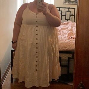 Torrid Cream/ Pale Pink Button-Down Dress